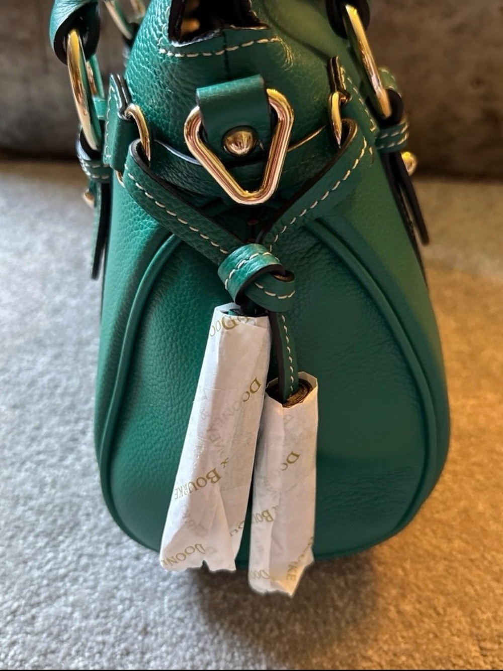 NWT Dooney & Bourke Kelly Green Sorrento Satchel 30 with strap - Picture 6 of 8